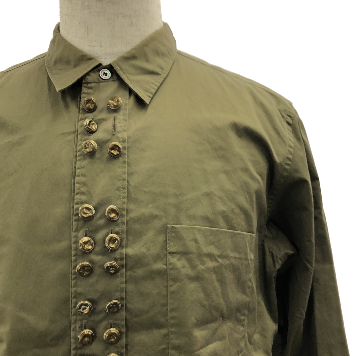 COMME des GARCONS HOMME PLUS / コムデギャルソンオムプリュス | 2015SS | コットン 装飾 レギュラーカラー シャツ | M | カーキ | メンズ