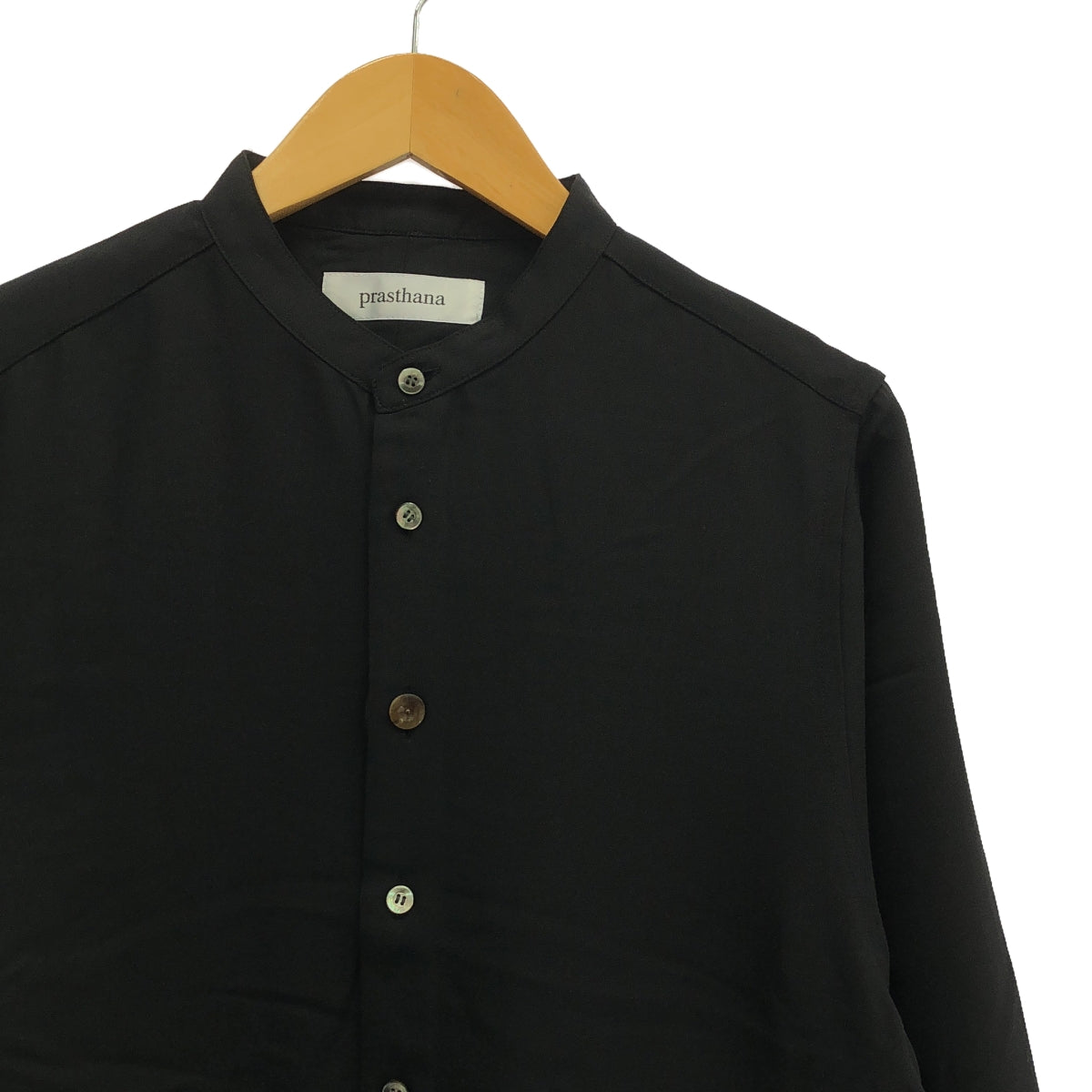 【新品】  prasthana / プラスターナ | strings band collar shirt ver2 / シャツ | S | ブラック | メンズ