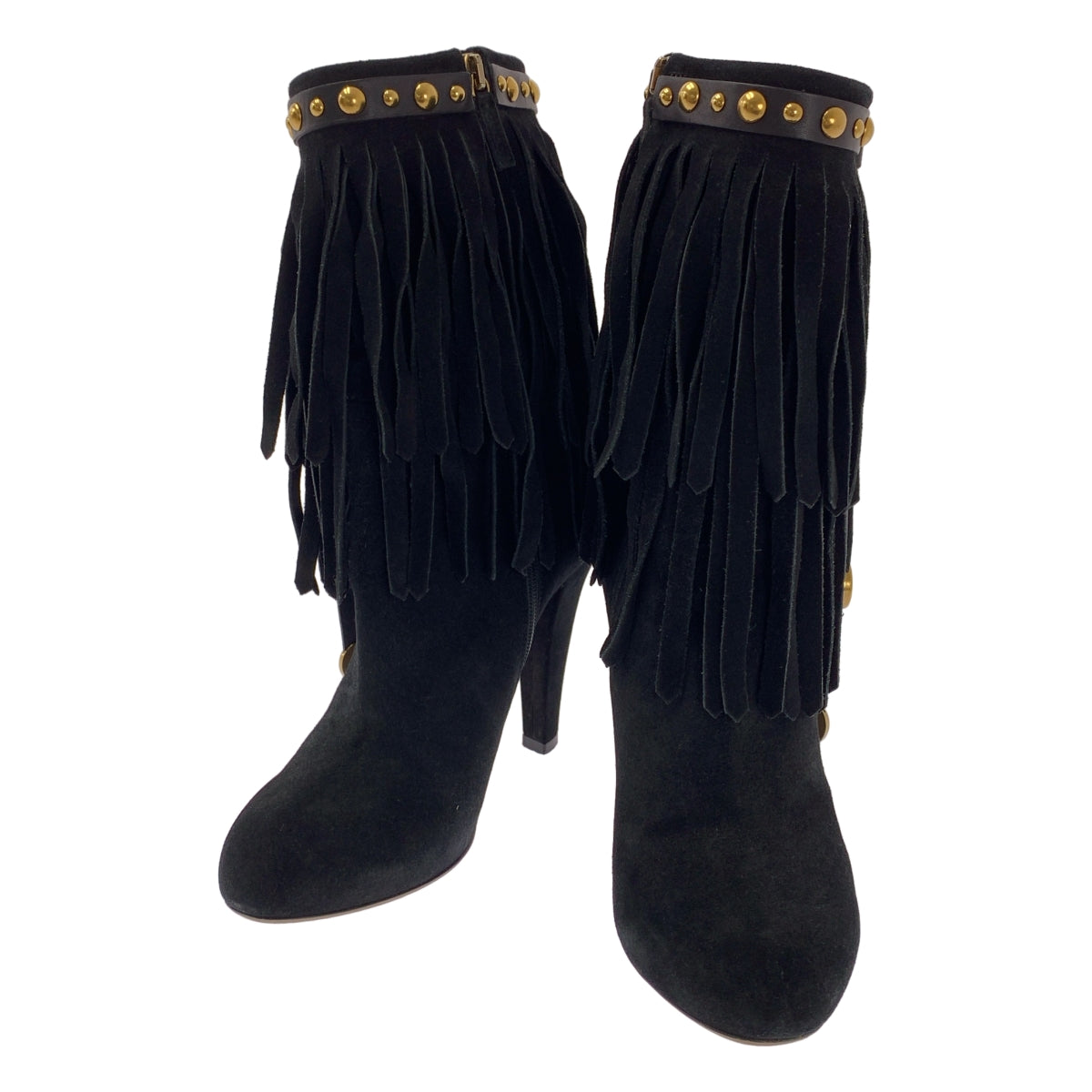 GUCCI / 구찌 | 스웨이드 가죽 프린지 사이드 Zip 짧은 부츠 | 35 1/2 |