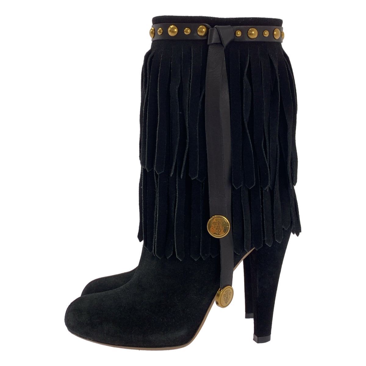 GUCCI / 구찌 | 스웨이드 가죽 프린지 사이드 Zip 짧은 부츠 | 35 1/2 |