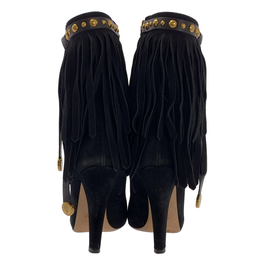 GUCCI / 구찌 | 스웨이드 가죽 프린지 사이드 Zip 짧은 부츠 | 35 1/2 |