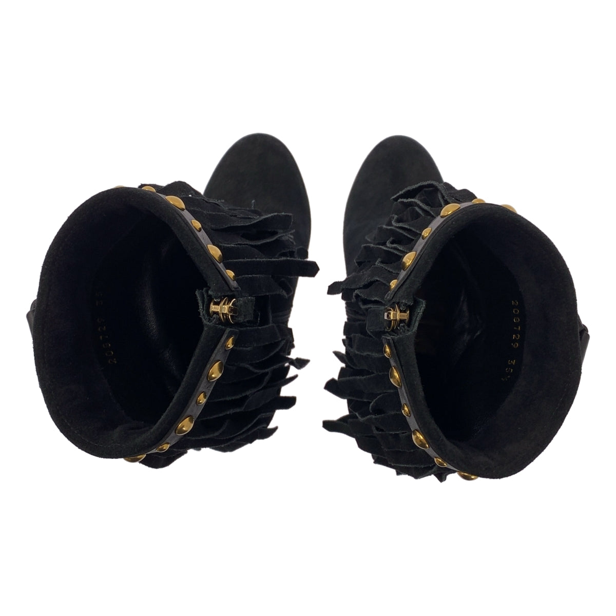 GUCCI / 구찌 | 스웨이드 가죽 프린지 사이드 Zip 짧은 부츠 | 35 1/2 |