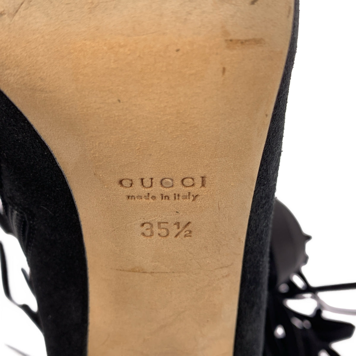 GUCCI / 구찌 | 스웨이드 가죽 프린지 사이드 Zip 짧은 부츠 | 35 1/2 |