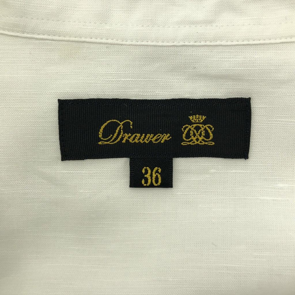 Drawer / ドゥロワー | リネンコットン ハーフスリーブ比翼シャツ | 36 | ホワイト | レディース