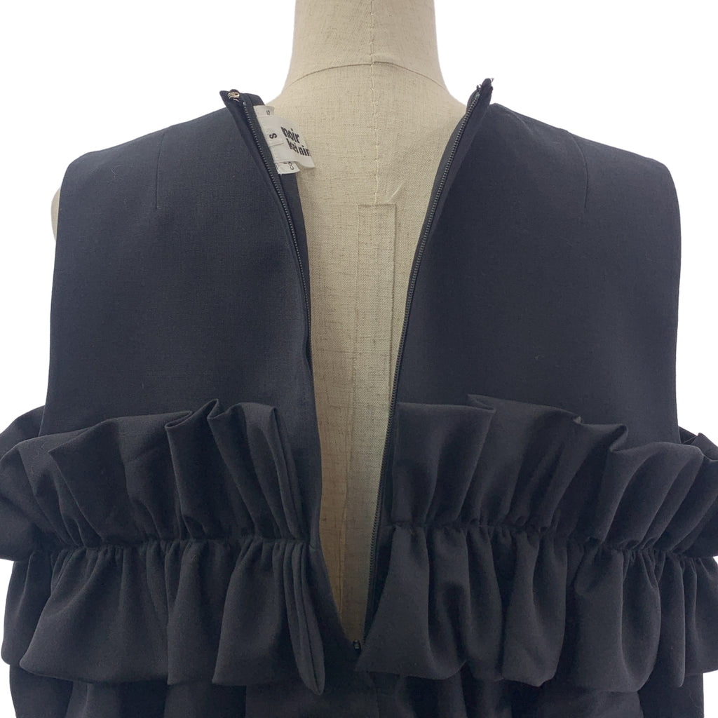 【美品】  noir kei ninomiya / ノワールケイニノミヤ | 2025SS | Cropped Ruffle Top フリル ノースリーブ トップス | S | ブラック | レディース