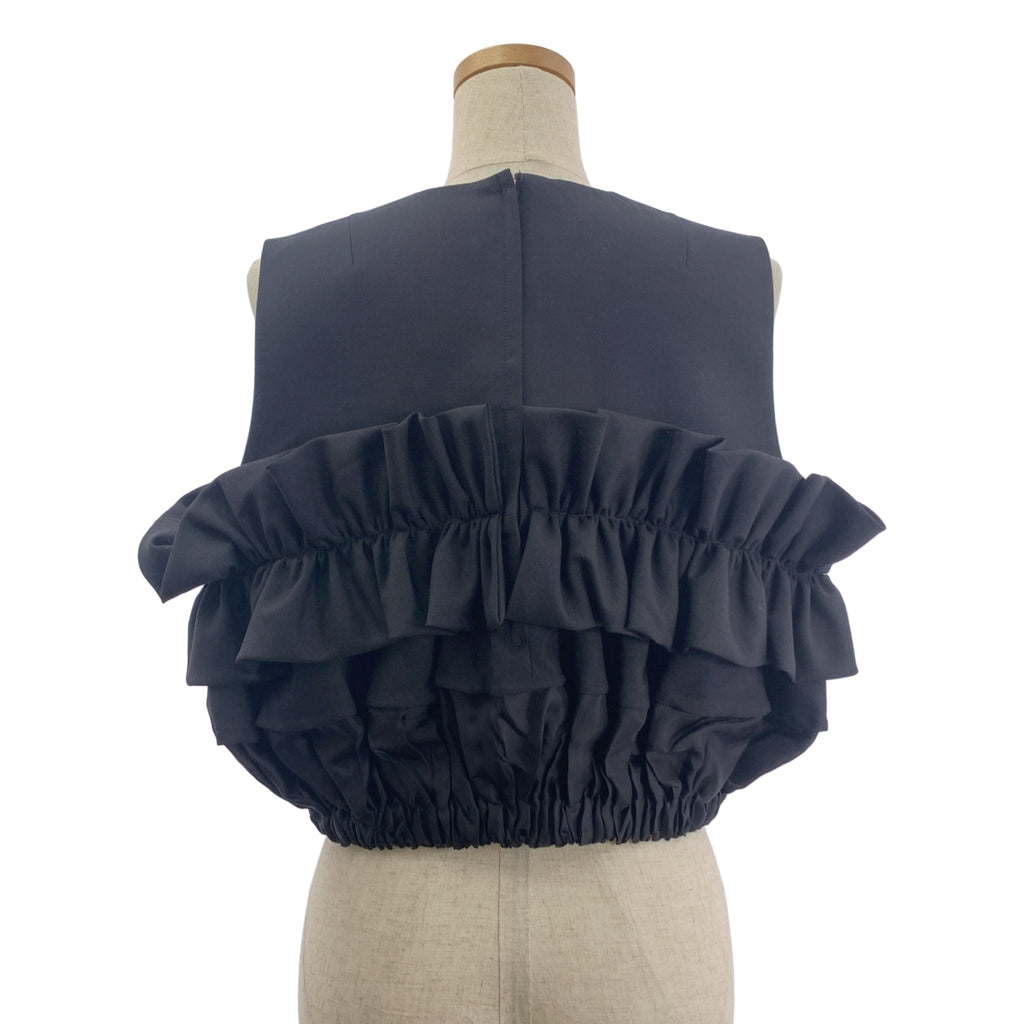 【美品】  noir kei ninomiya / ノワールケイニノミヤ | 2025SS | Cropped Ruffle Top フリル ノースリーブ トップス | S | ブラック | レディース