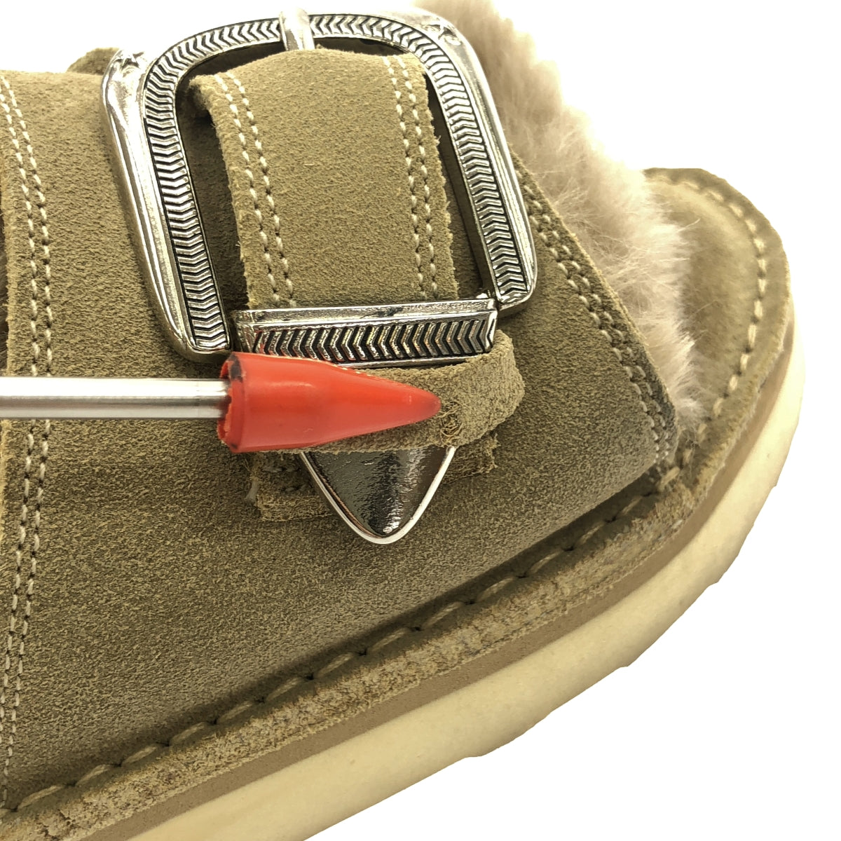 CAMINANDO / カミナンド | SINGLE STRAP ECO FUR SANDAL シングルストラップ ファー サンダル | 5 | ベージュ | レディース