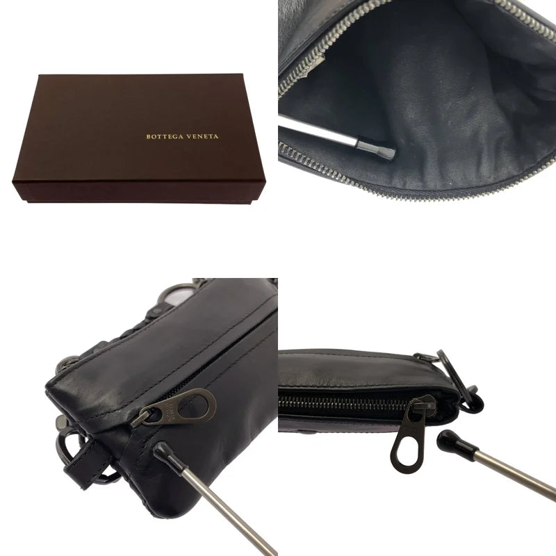 ボッテガヴェネタ ケース イントレチャート レザー ブラック BOTTEGA VENETA（ボッテガ・ヴェネタ） キーケース イントレチャート