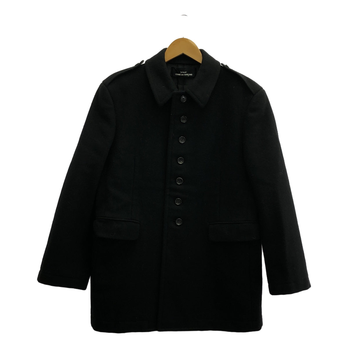COMME des GARCONS | 經編針織布料西元 1998 年 |羊毛單層大衣|黑色|女性的