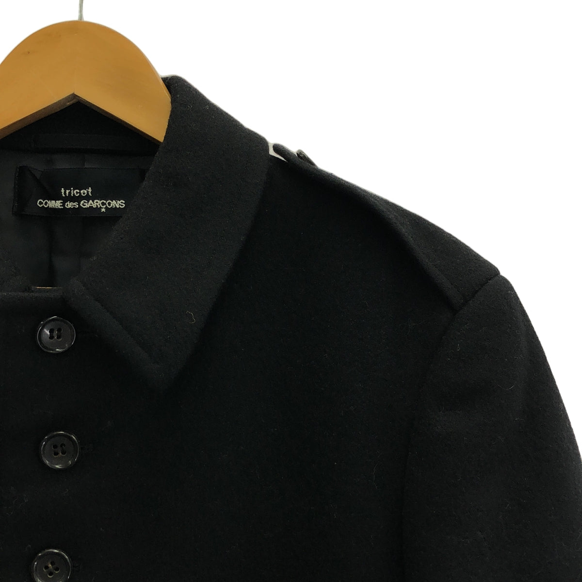COMME des GARCONS | 經編針織布料西元 1998 年 |羊毛單層大衣|黑色|女性的