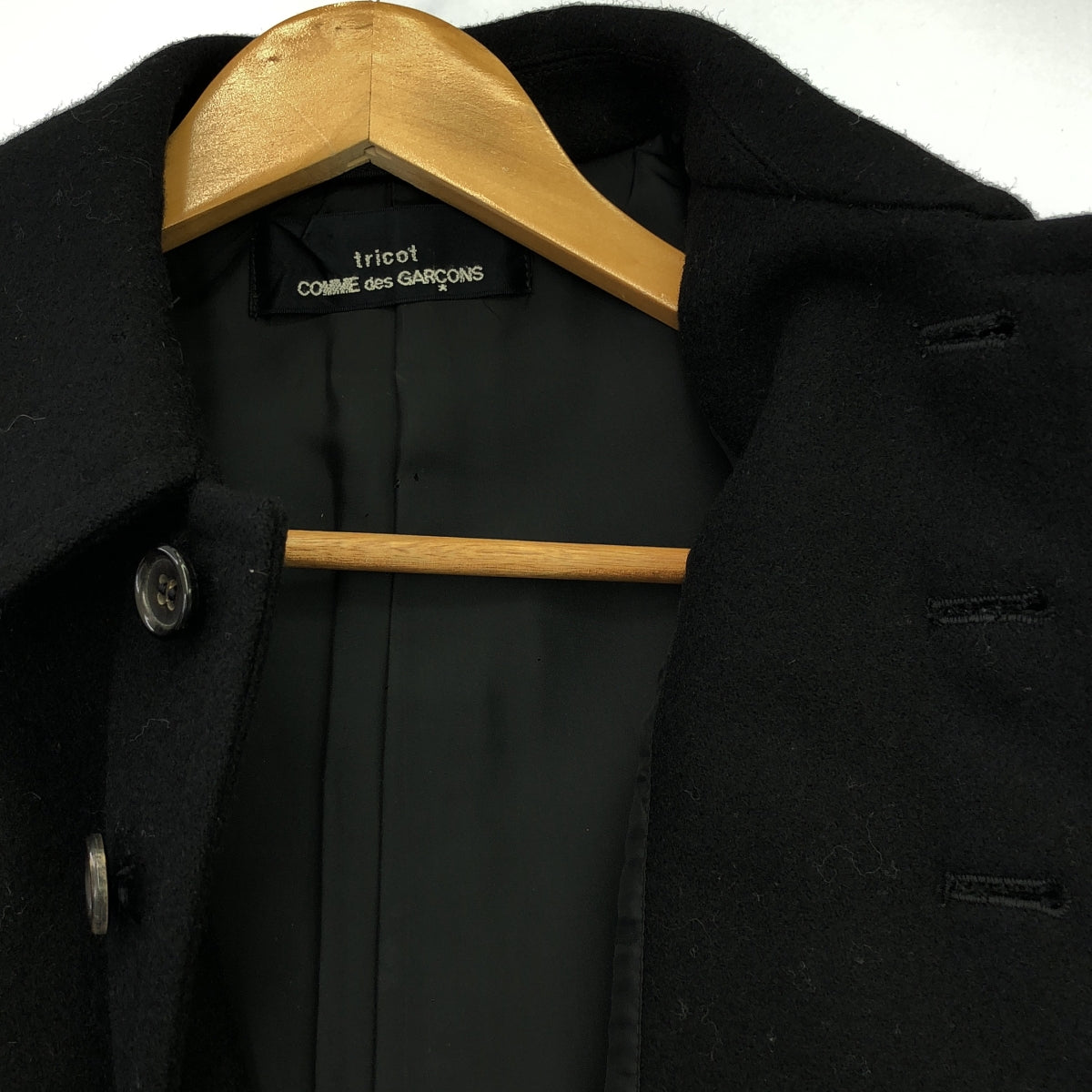 COMME des GARCONS | 經編針織布料西元 1998 年 |羊毛單層大衣|黑色|女性的