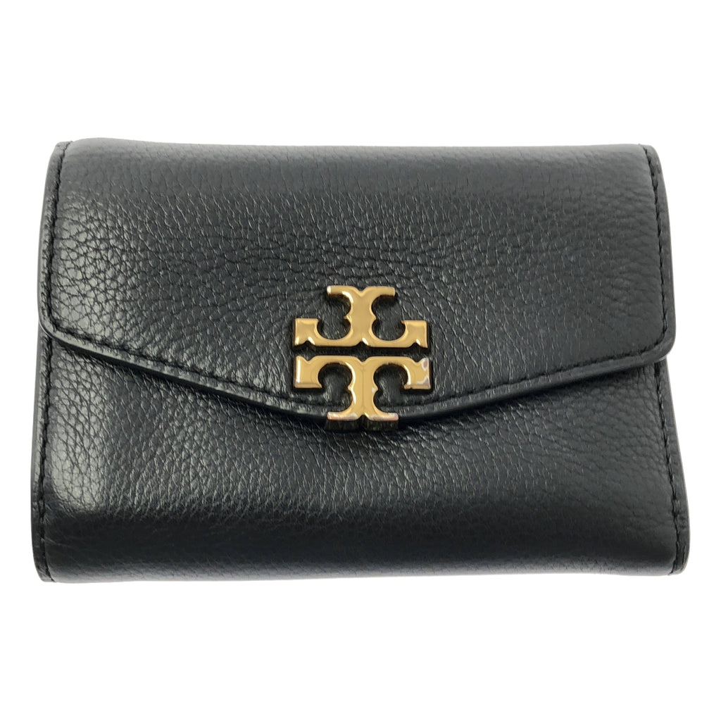 【美品】  TORY BURCH / トリーバーチ | レザー ロゴ コンパクトウォレット 財布 | ブラック | レディース
