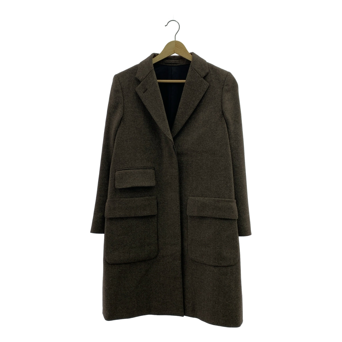 MARGARET HOWELL / マーガレットハウエル | × FOX BROTHERS フォックスブラザーズ ウール ヘリンボーン チェスターコート | 1 | レディース