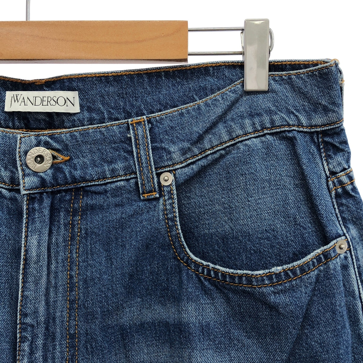JW Anderson | 2023 春夏 | 混合材質滾邊破洞牛仔褲 | 34 號 | 淺藍色 | 男款