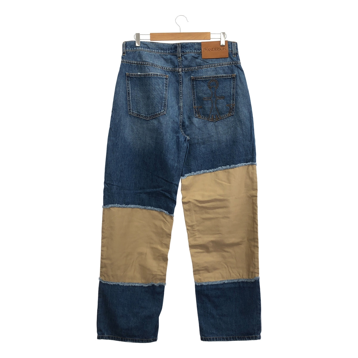 JW Anderson | 2023 春夏 | 混合材質滾邊破洞牛仔褲 | 34 號 | 淺藍色 | 男款