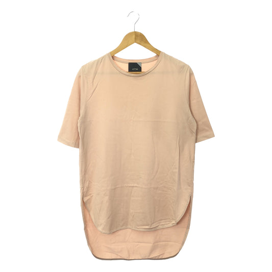 ATON | Round hem crew neck T-shirt | 2 | Pink beige | Women's