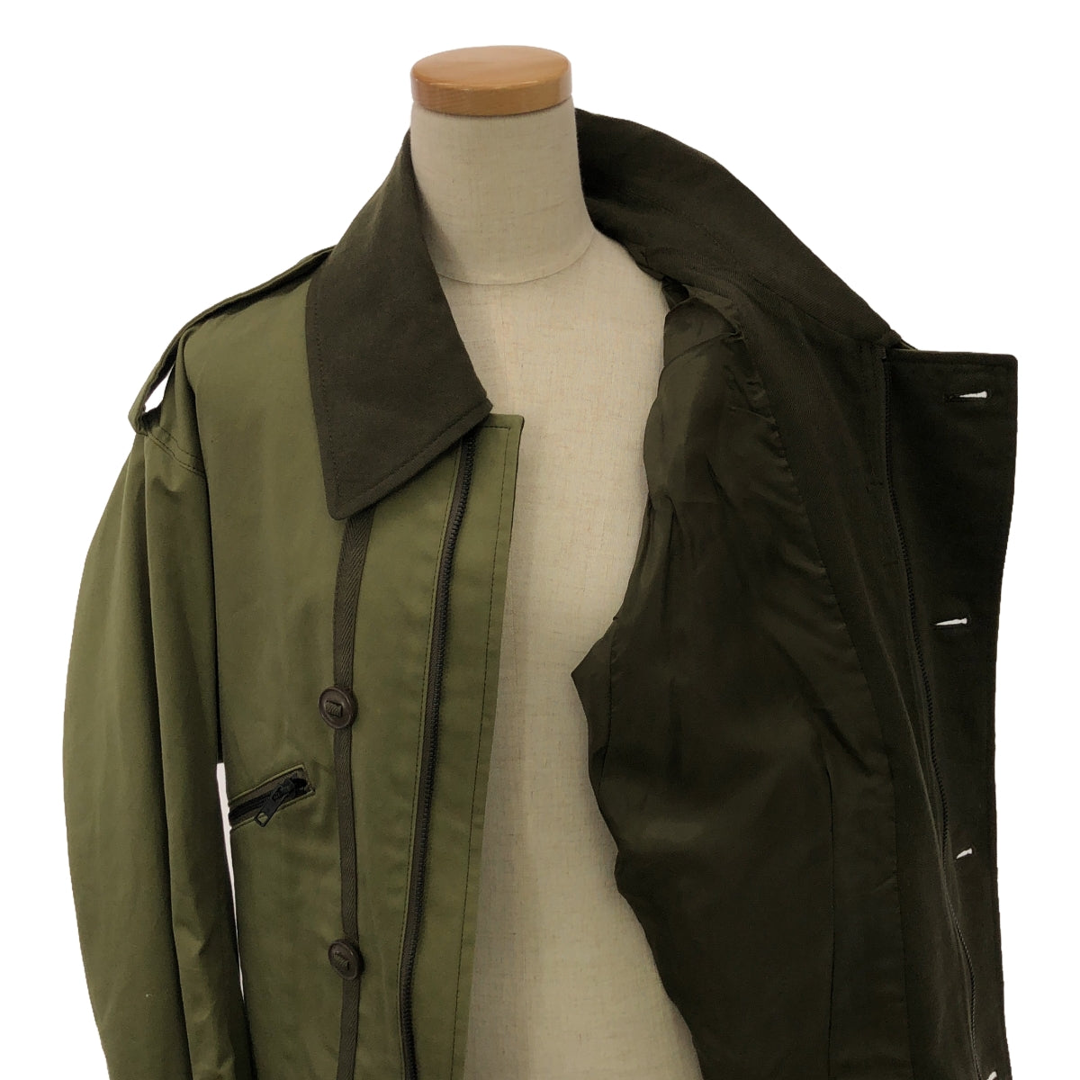 【미품】 Y's / 와이즈 요우지야마모토 | 2022AW | WOOL LIGHT SERGE PILOT JACKET / 밀리터리 재킷 / 착탈 가능 후드 | 2 | 카키 | 여성