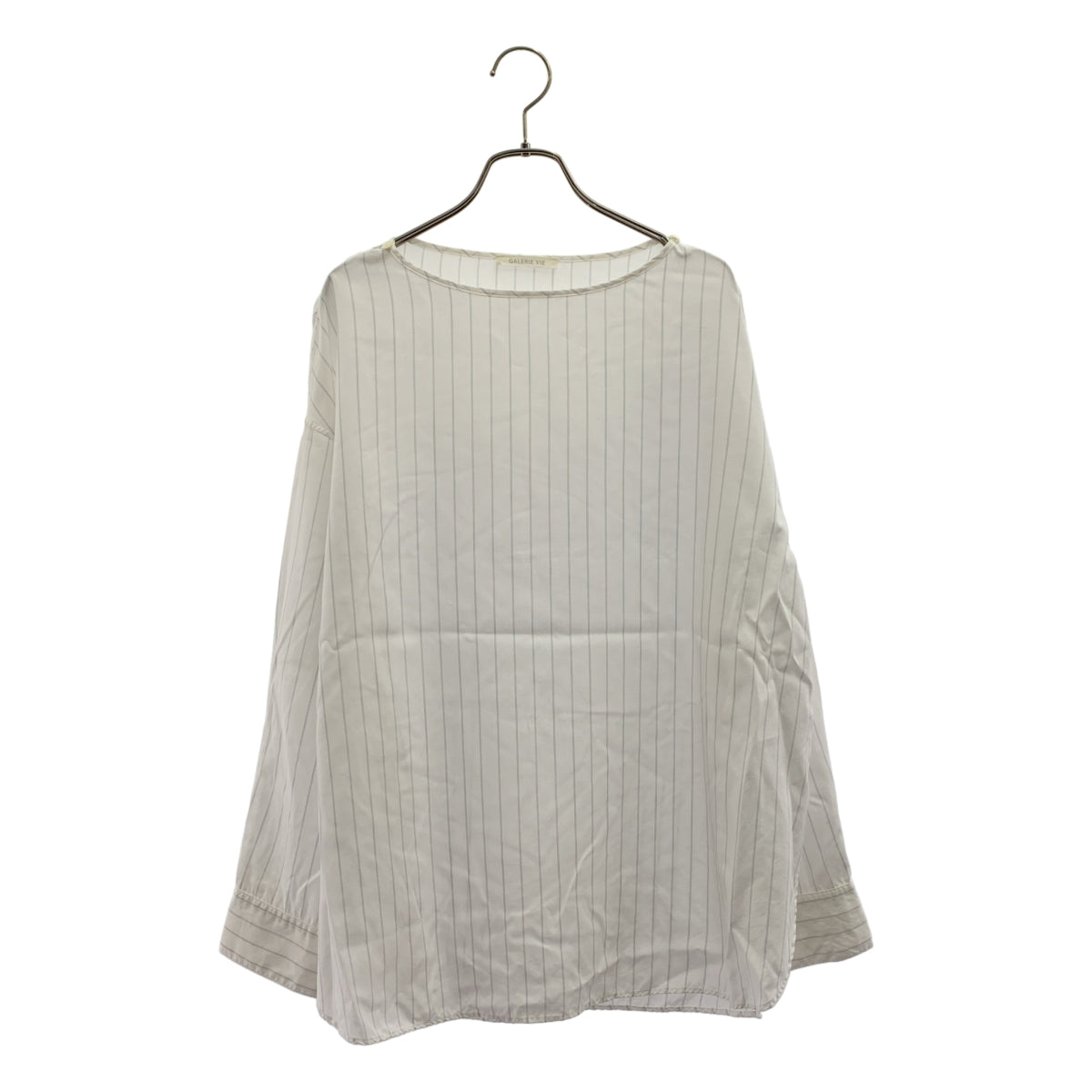 GALERIE VIE / ギャルリーヴィー | 2022AW | ストライプ セルロースブロード ボートネックブラウス | F | ホワイト | レディース