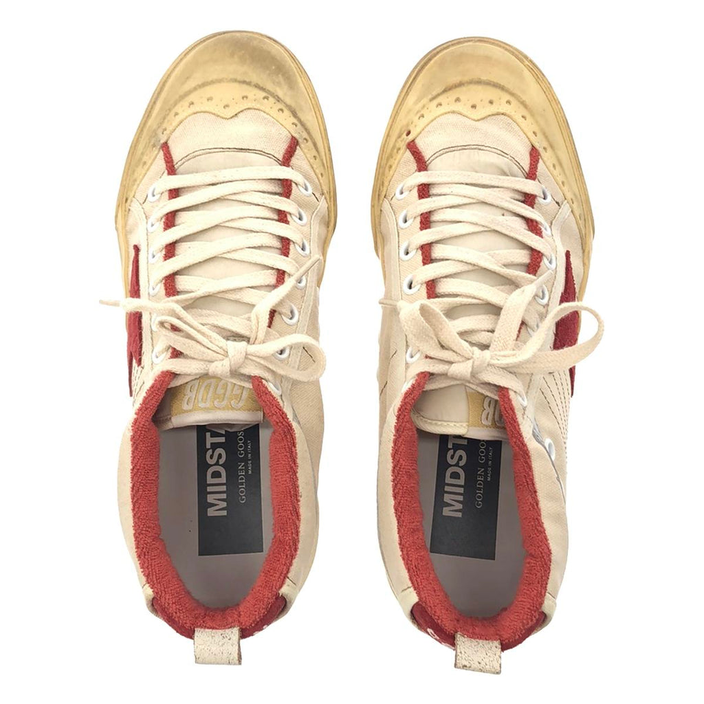 【미품】 GOLDEN GOOSE / 골든 구스 | MID STAR CANVAS SNEAKER 미드컷 스니커즈 | 38 | 레드 | 여성