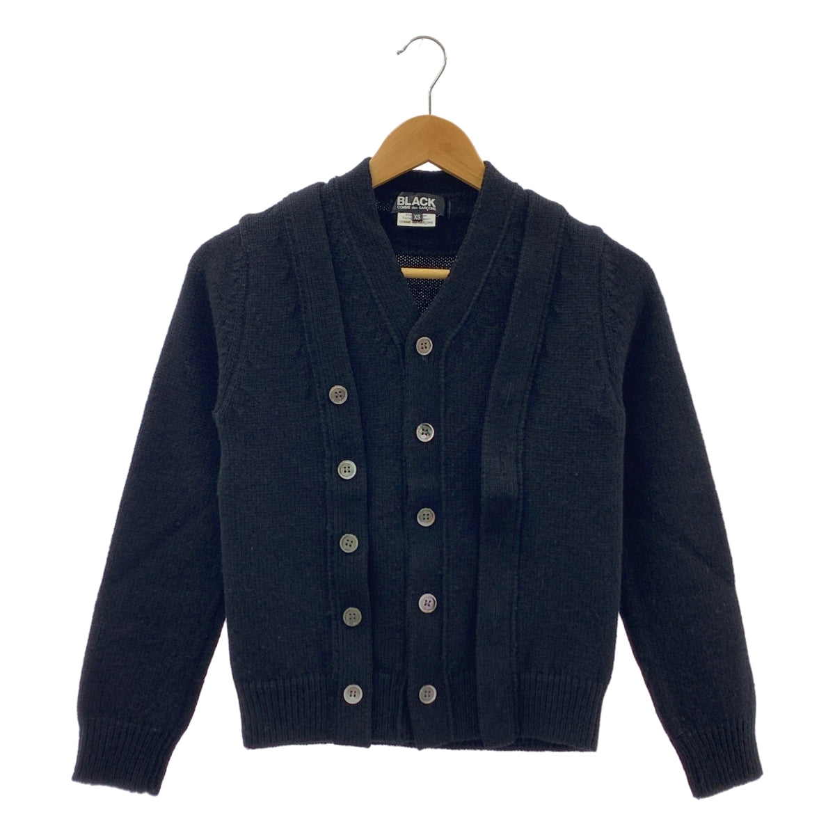 BLACK COMME des GARCONS / 블랙콤 데 걸슨 | AD2020 | Layered Wool Cardigan 레이어드 울 가디건 | XS |