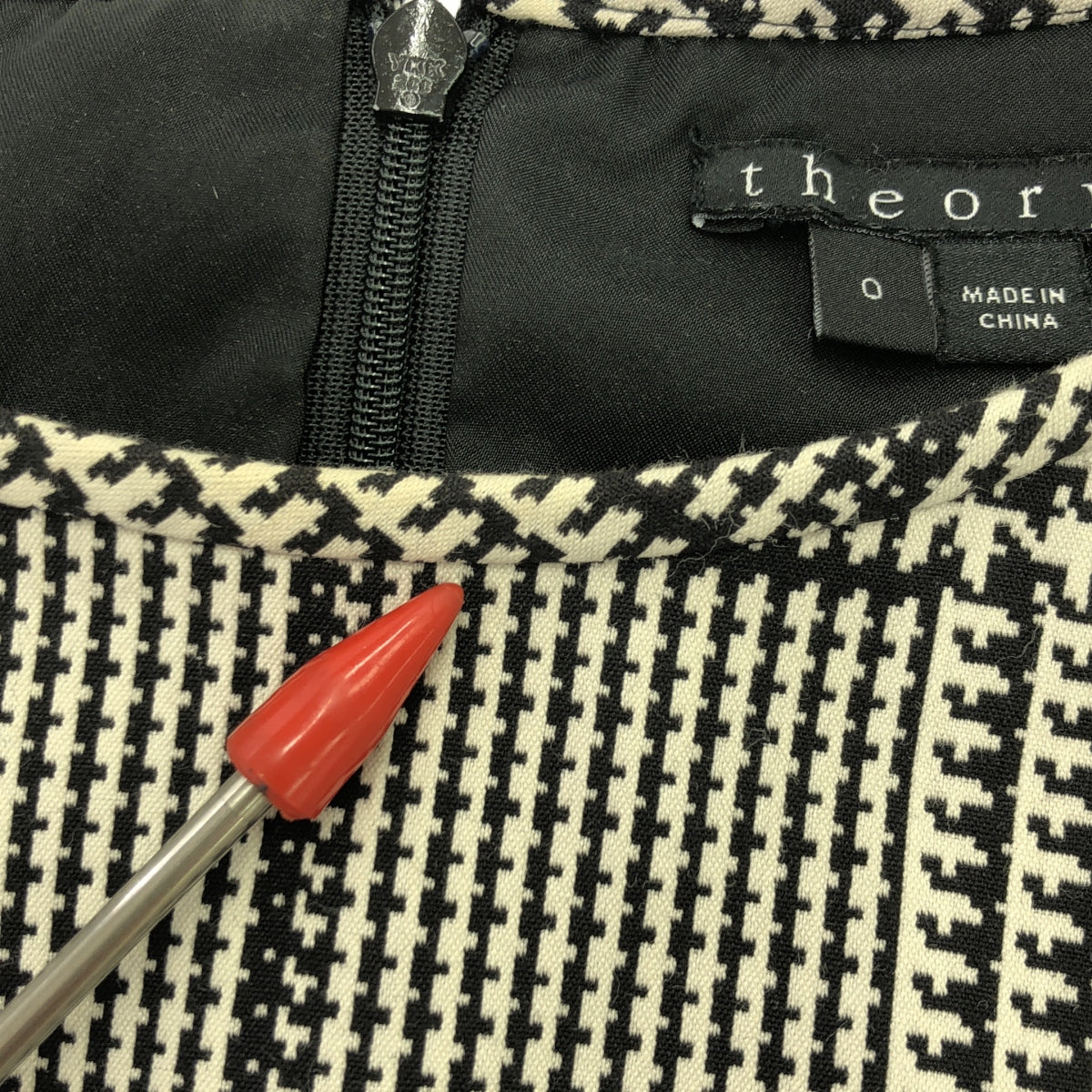 theory / セオリー | 格子柄 ノースリーブ ワンピース | 0 | ブラック/ホワイト | レディース