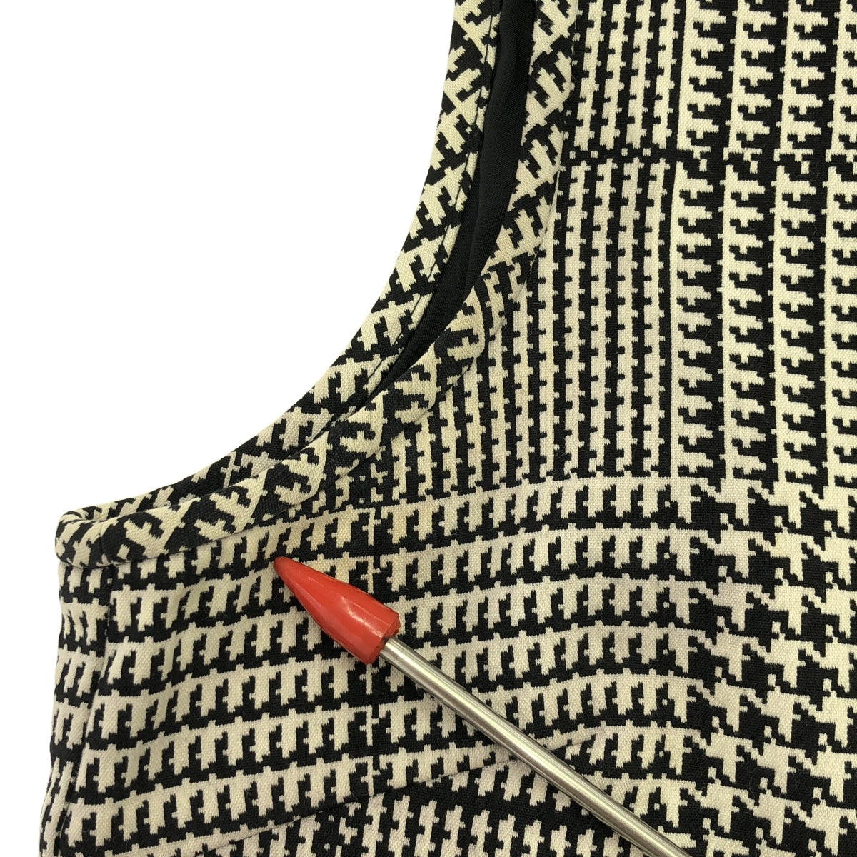 theory / セオリー | 格子柄 ノースリーブ ワンピース | 0 | ブラック/ホワイト | レディース