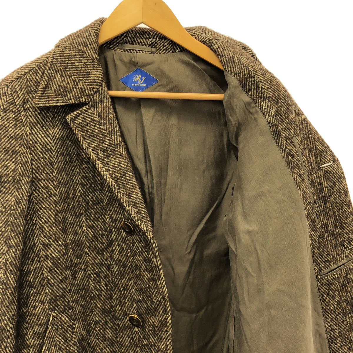 RING JACKET / リングジャケット | RJ / シルク ヘリンボーン チェスターコート | 42 | ブラウン | メンズ