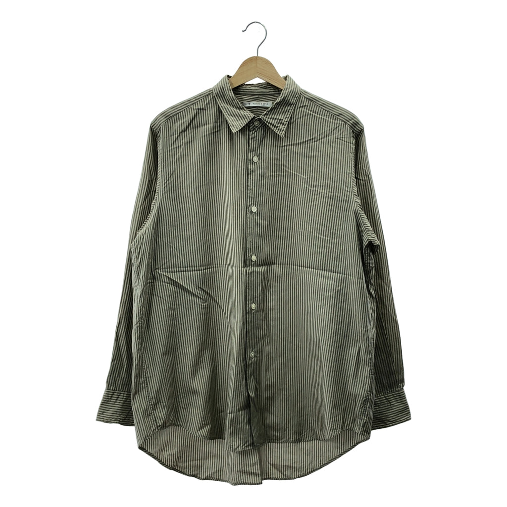 MAATEE&SONS / マーティー&サンズ | CHARLES SILK COTTON STRIPE  チャールズ シルク コットン ストライプ シャツ | 2 | ベージュ/グリーン | メンズ