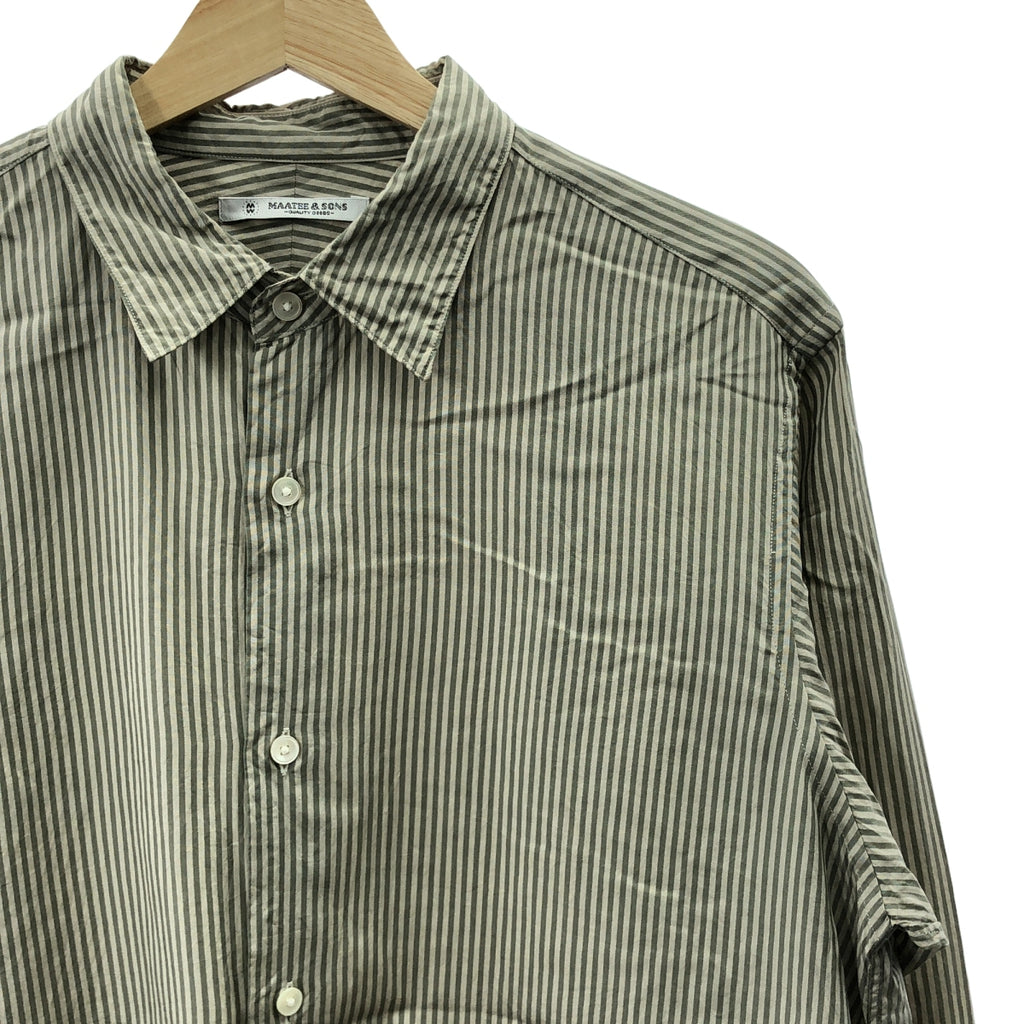 MAATEE&SONS / マーティー&サンズ | CHARLES SILK COTTON STRIPE  チャールズ シルク コットン ストライプ シャツ | 2 | ベージュ/グリーン | メンズ