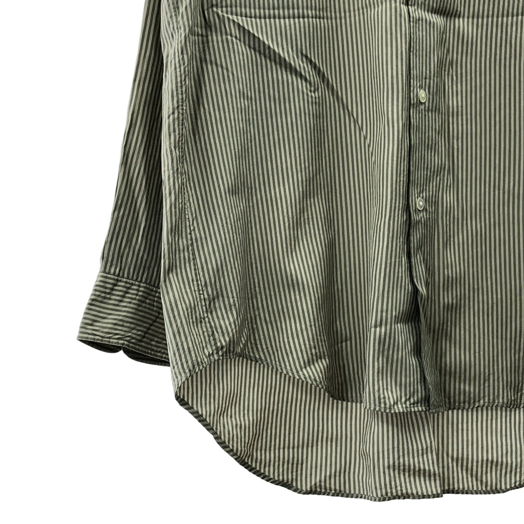 MAATEE&SONS / マーティー&サンズ | CHARLES SILK COTTON STRIPE  チャールズ シルク コットン ストライプ シャツ | 2 | ベージュ/グリーン | メンズ