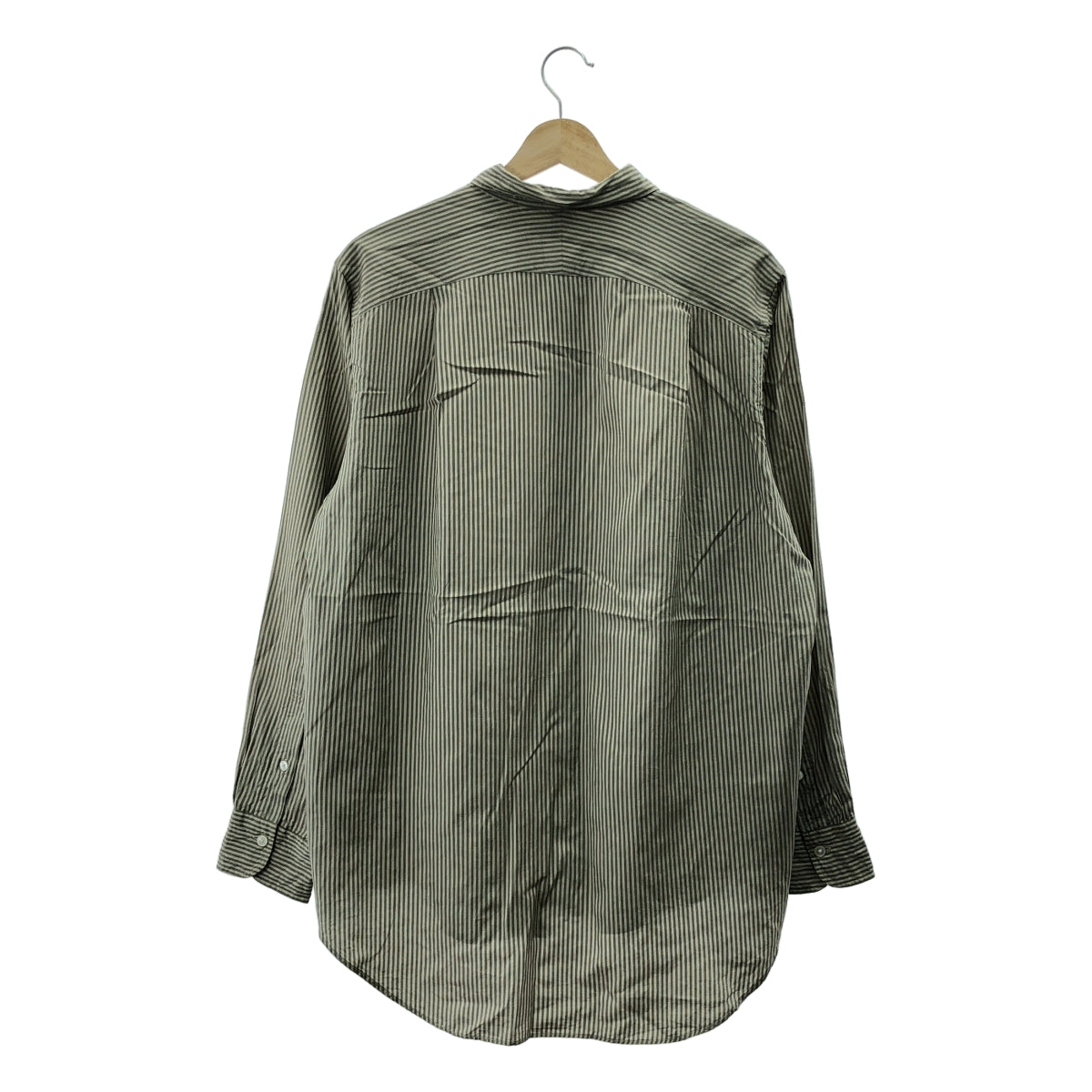 MAATEE&SONS / マーティー&サンズ | CHARLES SILK COTTON STRIPE  チャールズ シルク コットン ストライプ シャツ | 2 | ベージュ/グリーン | メンズ