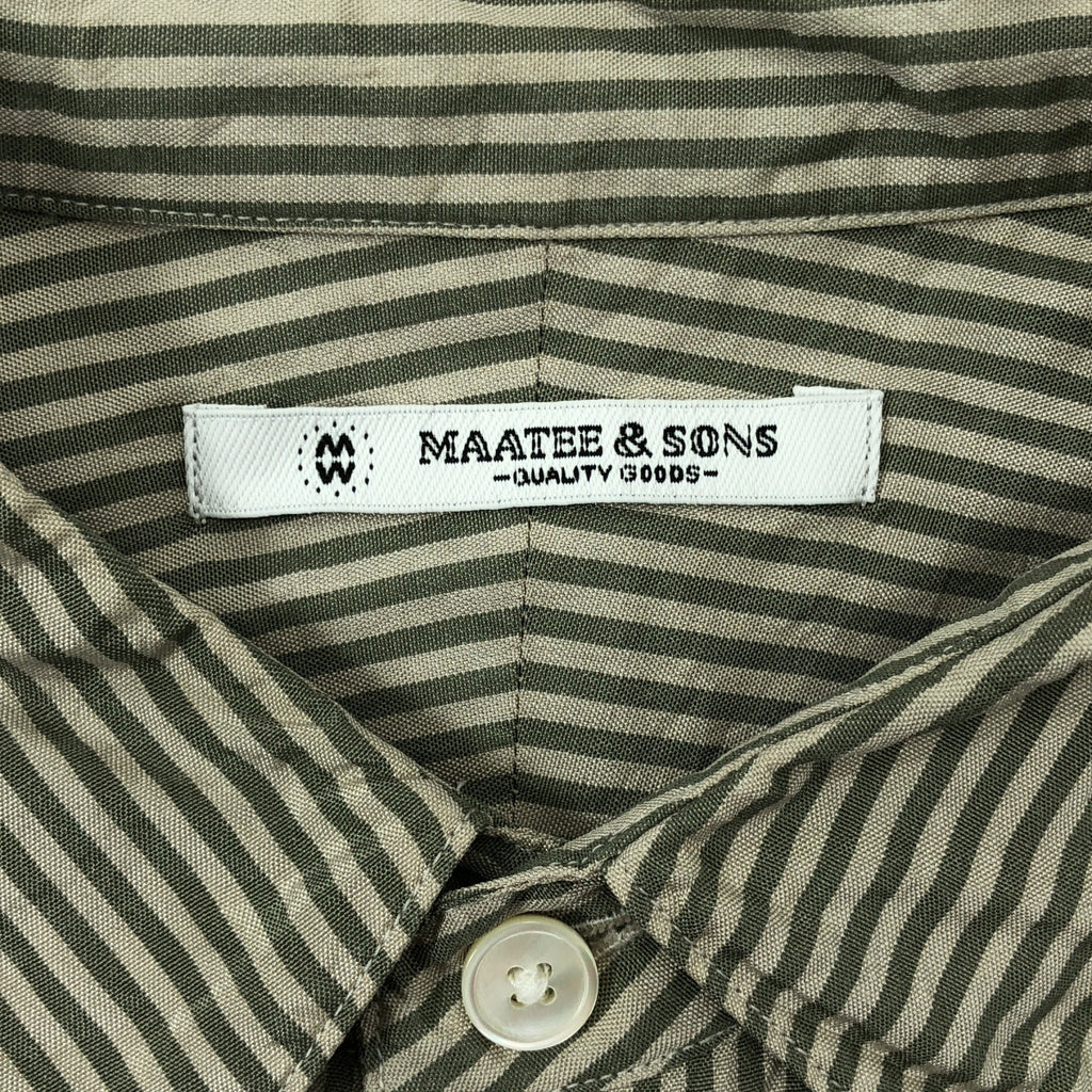 MAATEE&SONS / マーティー&サンズ | CHARLES SILK COTTON STRIPE  チャールズ シルク コットン ストライプ シャツ | 2 | ベージュ/グリーン | メンズ