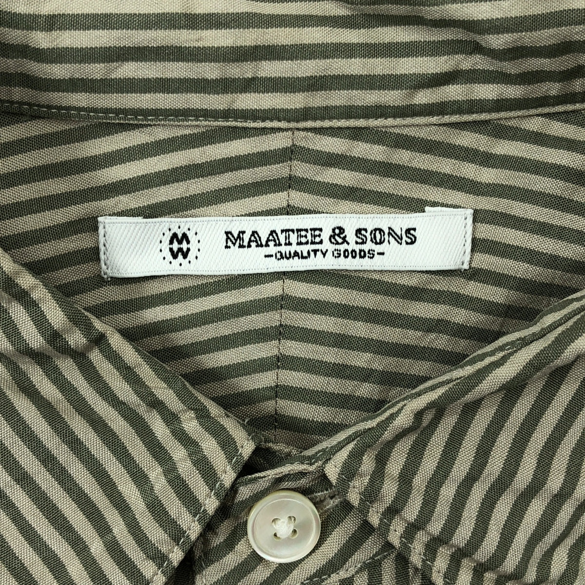 MAATEE&SONS / マーティー&サンズ | CHARLES SILK COTTON STRIPE  チャールズ シルク コットン ストライプ シャツ | 2 | ベージュ/グリーン | メンズ