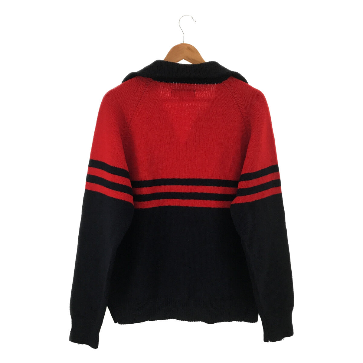 VINTAGE / ヴィンテージ古着 | 1970s | 70s ～ Stowe Woolen ストーウーレン ウール ハンドメイド バイカラー スキッパー ニット | L | レッド / ネイビー | メンズ