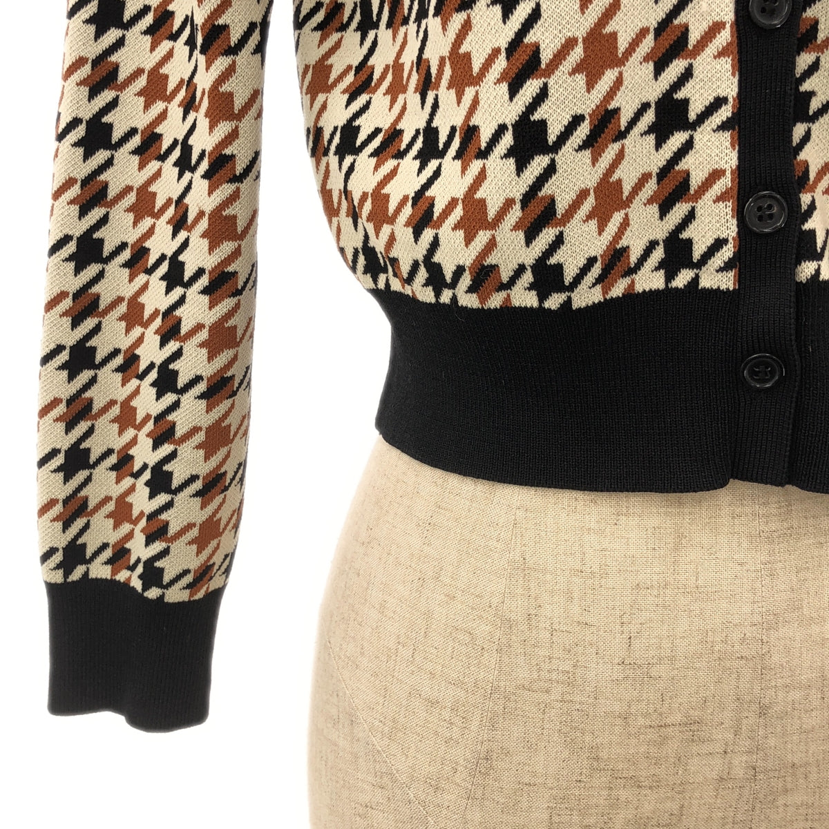 Rokh | Houndstooth Halterneck Sweater | M | Black/Brown/White | Women's