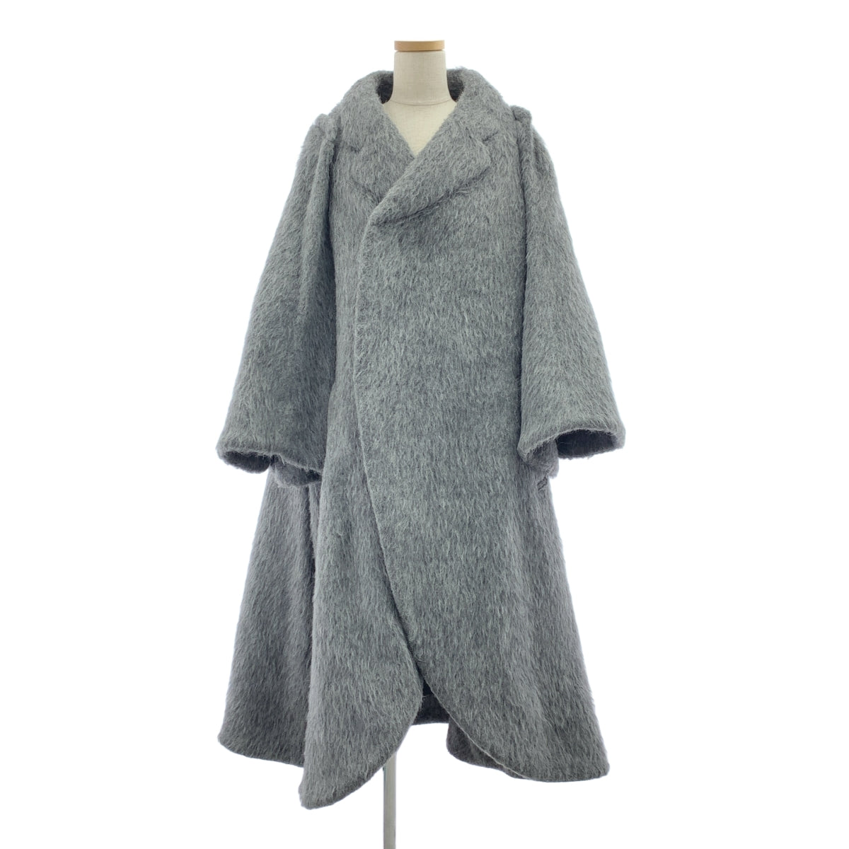 COMME des GARCONS | 2022 秋冬系列 | 羊毛混紡長毛隱形前襟大衣 | S 碼 | 女款