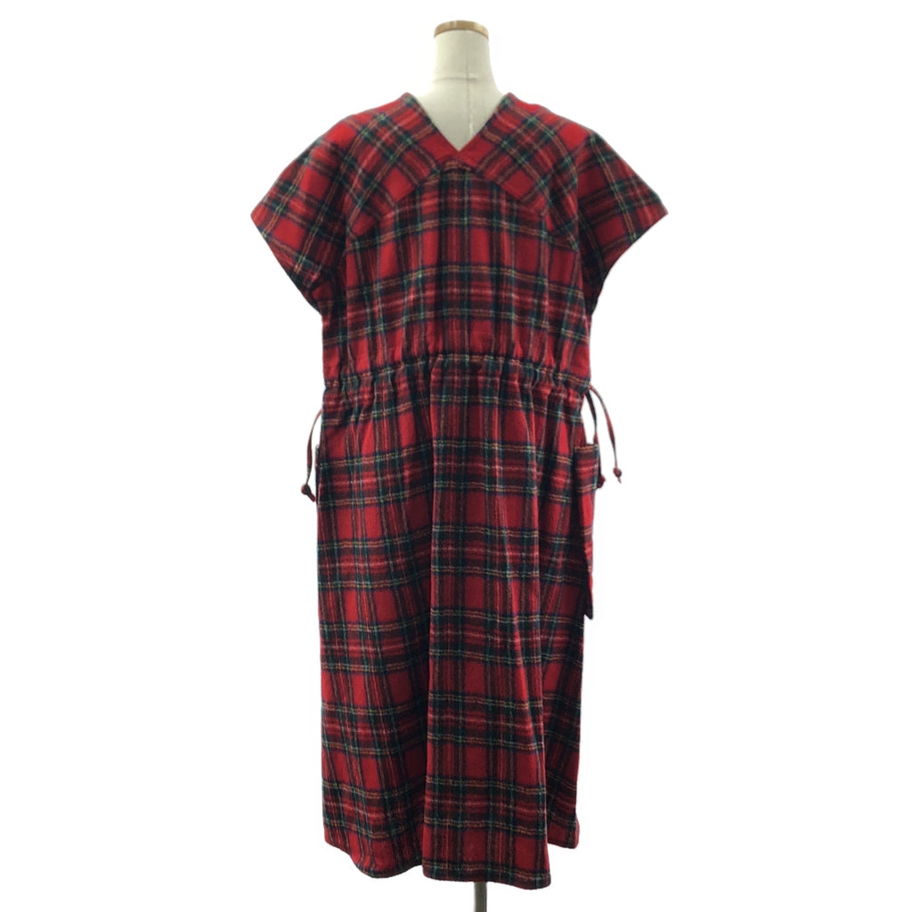 【신품】 R &amp; DMCo- / 올드 맨즈 테일러 | WOOL TARTAN CHECK POCET DRESS 울 타탄 체크 포켓 드레스 원피스 | S | Royal Stewart / 로얄 스튜어트 |