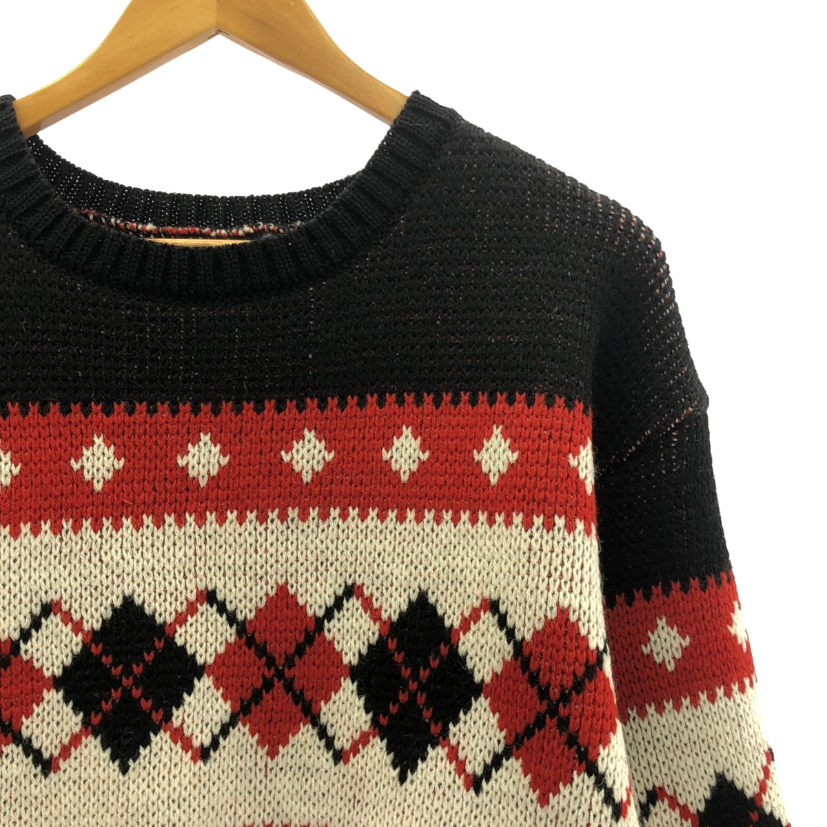 Needles / ニードルス | 2024AW | Crew Neck Sweater - Argyle / アーガイル クルーネックセーター ニット | XL | ブラック/ホワイト/レッド | メンズ