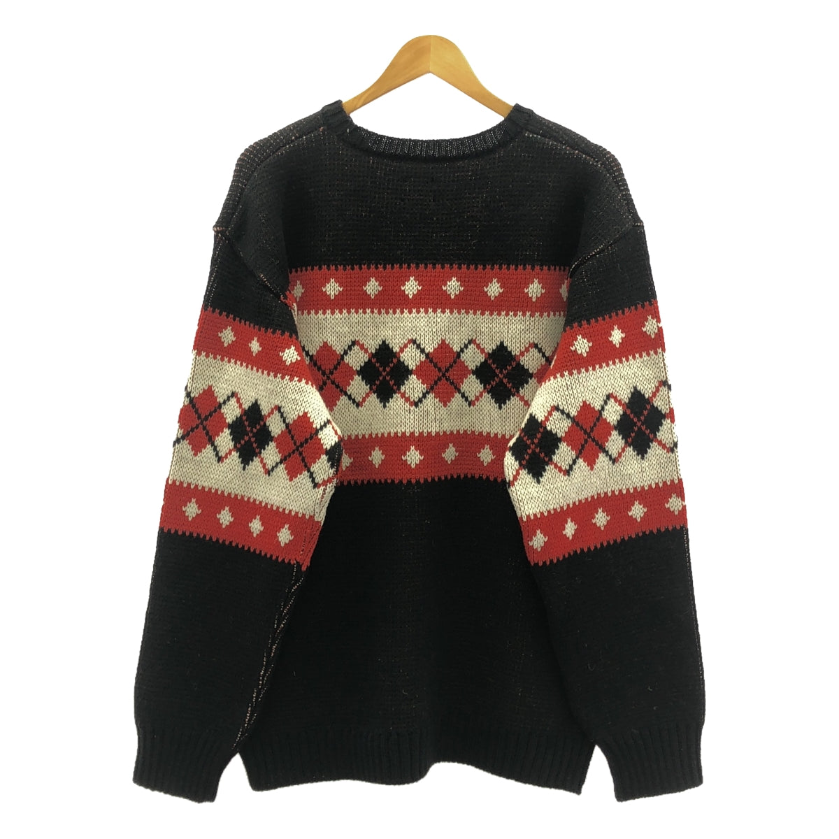 Needles / ニードルス | 2024AW | Crew Neck Sweater - Argyle / アーガイル クルーネックセーター ニット | XL | ブラック/ホワイト/レッド | メンズ