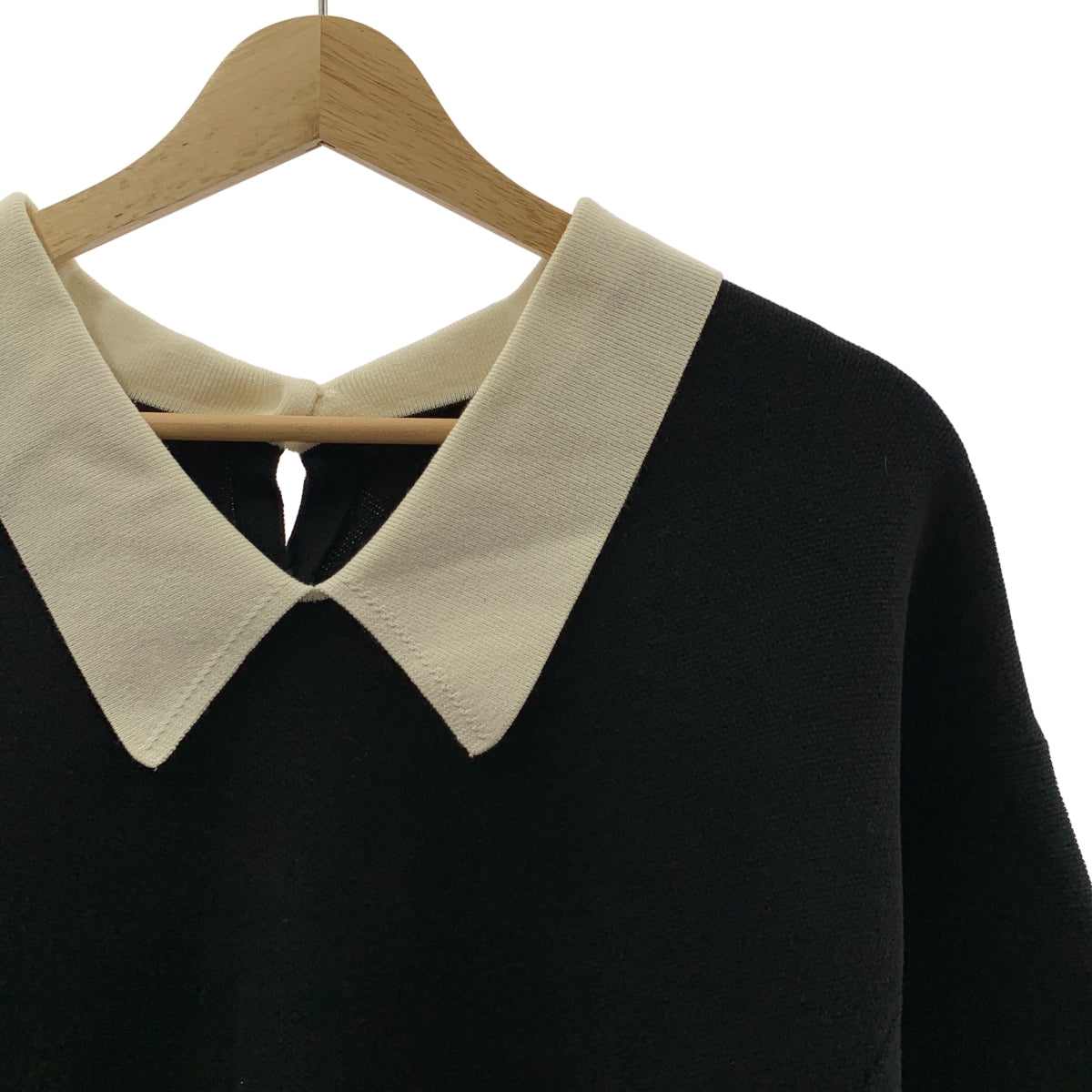 Curensology / カレンソロジー | ポイントカラーニットプルオーバー | F | ブラック/ホワイト | レディース