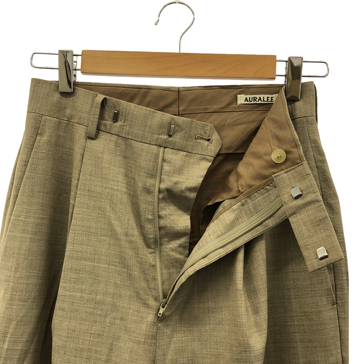 AURALEE / 오라리 | SUPER FINE TROPICAL WOOL SLACKS 울 슬랙스 팬츠 | 0 | TOP GRAY BEIGE | 여성