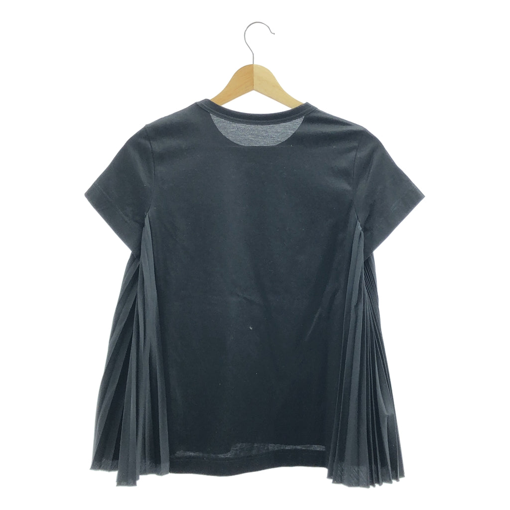 【美品】  sacai / サカイ | コットン サイドプリーツ ドッキング Tシャツ | 2 | ブラック | レディース