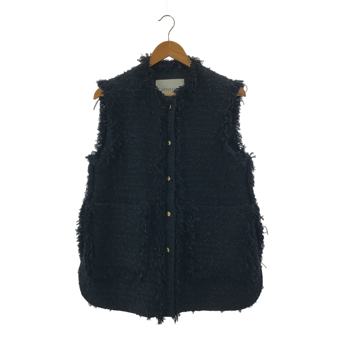 デパリエ　DEPAREILLE ツイードベスト サイズ38 DEPAREILLE / デパリエ | フリンジ ツイード ベスト | 38 | レディース