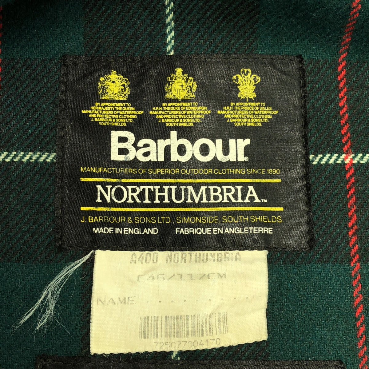 Barbour / 바부아 | 90s~ / 1991년제 vintage NORTHUMBRIA / 노던 브리아 오일 코트 | C46 |