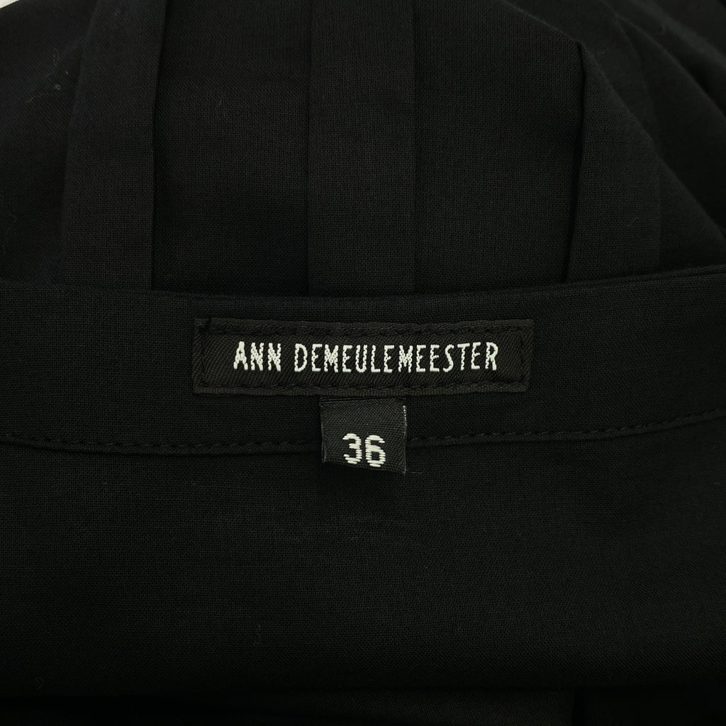 ANN DEMEULEMEESTER / アンドゥムルメステール | ライン ギャザー バンドカラー ロングシャツ | 36 | ブラック | レディース