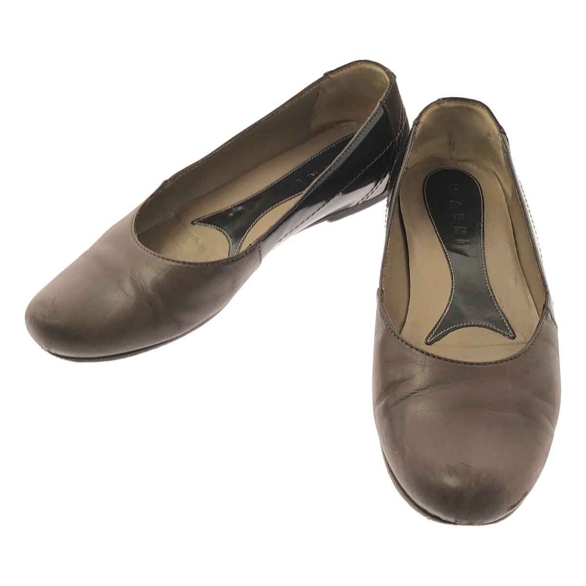 MARNI / マルニ | レザー スエード切替 フラットパンプス | 38 | ブラウン | レディース