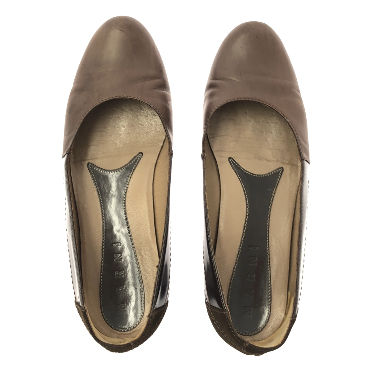 MARNI / マルニ | レザー スエード切替 フラットパンプス | 38 | ブラウン | レディース