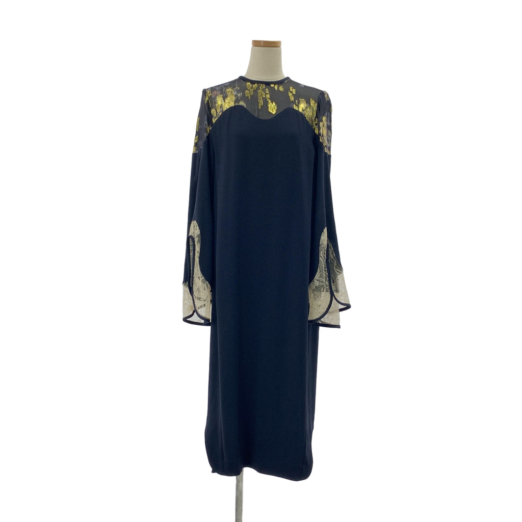 Mame Kurogouchi / 마메쿠로고우치 | Silk Lame Printed Sleeves I-Line Dress 실크 라메 드레스 원피스 | 2 |