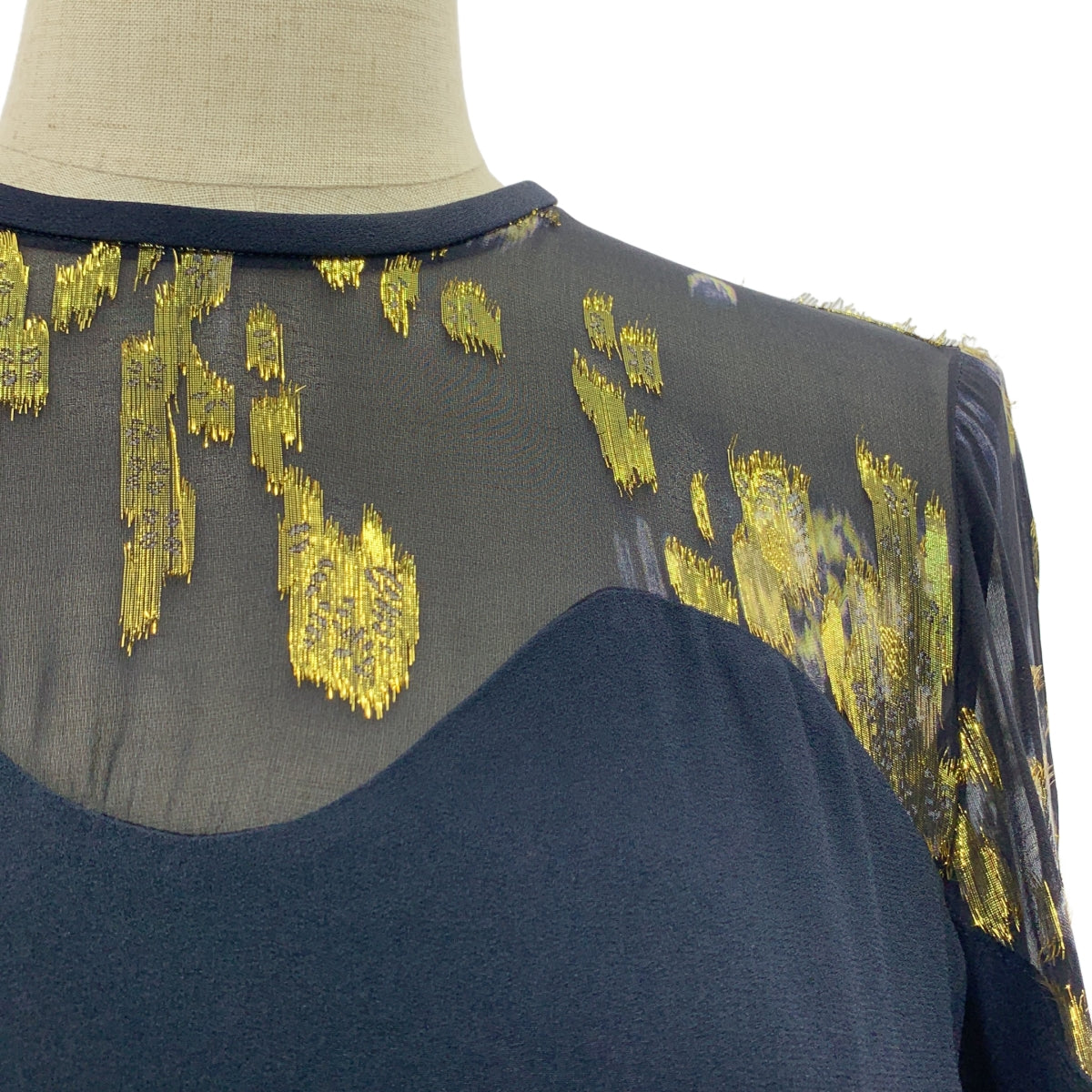 Mame Kurogouchi / 마메쿠로고우치 | Silk Lame Printed Sleeves I-Line Dress 실크 라메 드레스 원피스 | 2 |