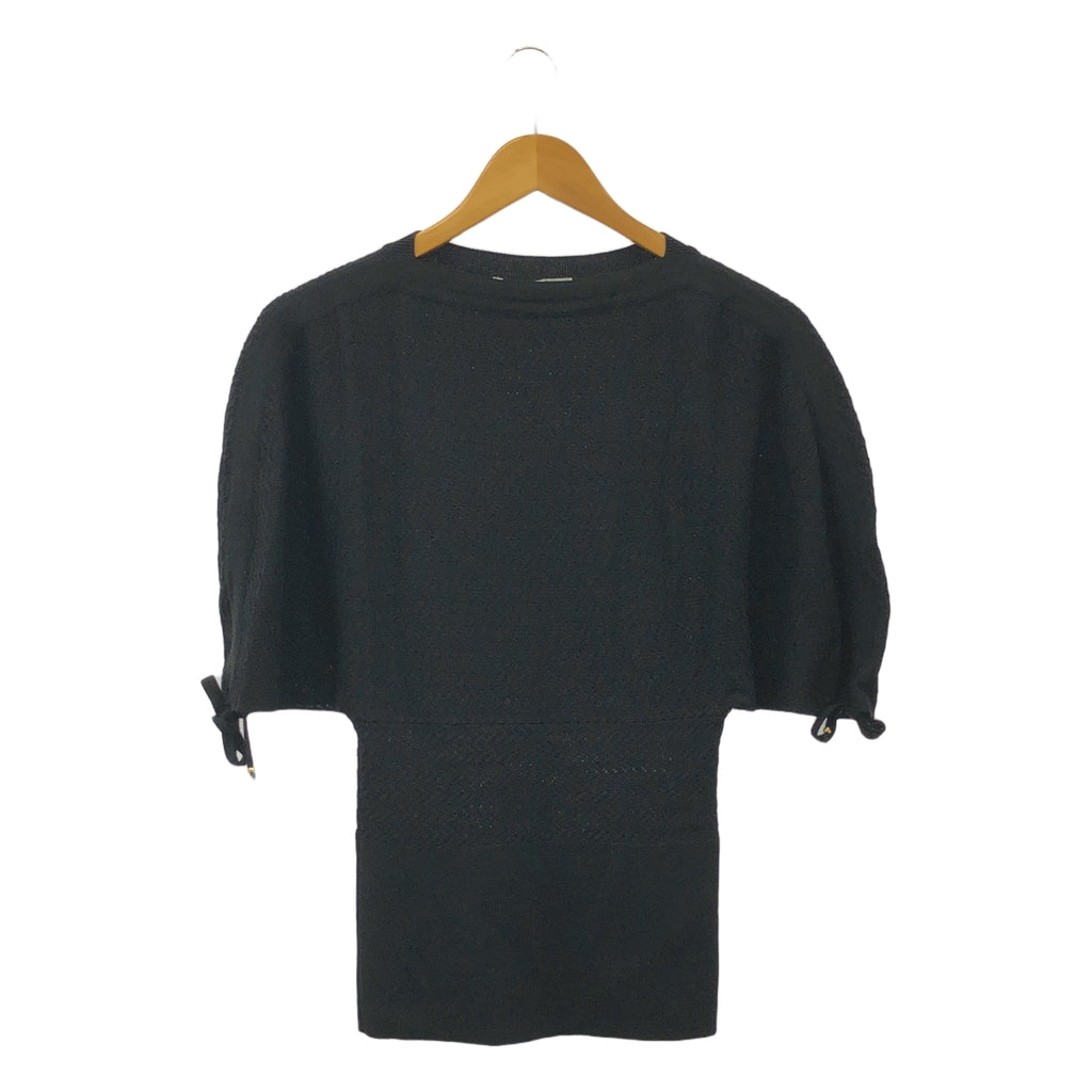 【美品】  STELLA McCARTNEY / ステラマッカートニー | ドレープスリーブ ウールレーヨン テクスチャーニット | 38 | ブラック | レディース